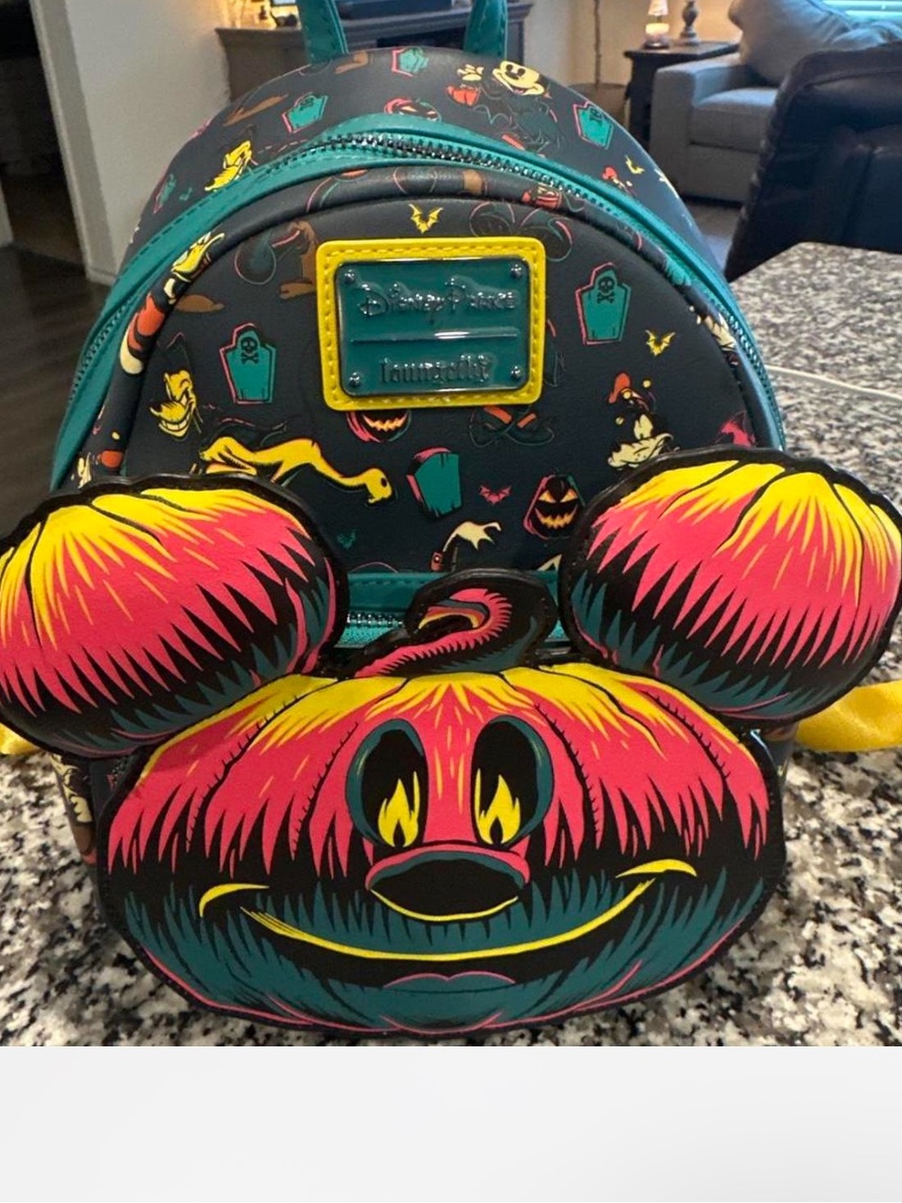 Loungefly Halloween Pumpkin Mickey Backpack - Black, Teal, Pink, Yellow